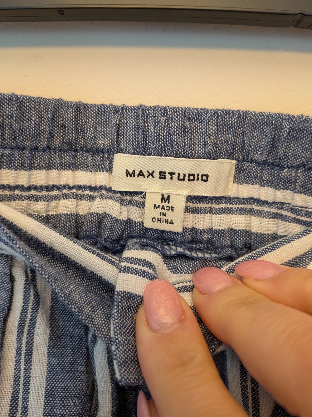 Max Studio Linen Cotton Striped Button Front Midi Skirt Size M - Picture 5 of 9